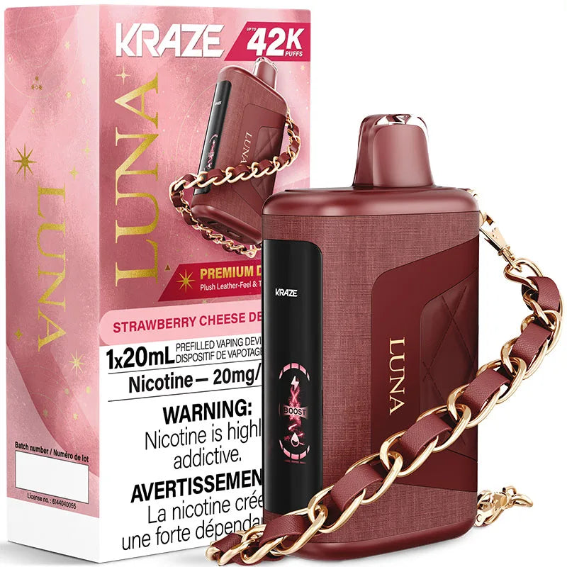 Kraze Luna Disposable Vape: Strawberry Cheese Delight (20mL)